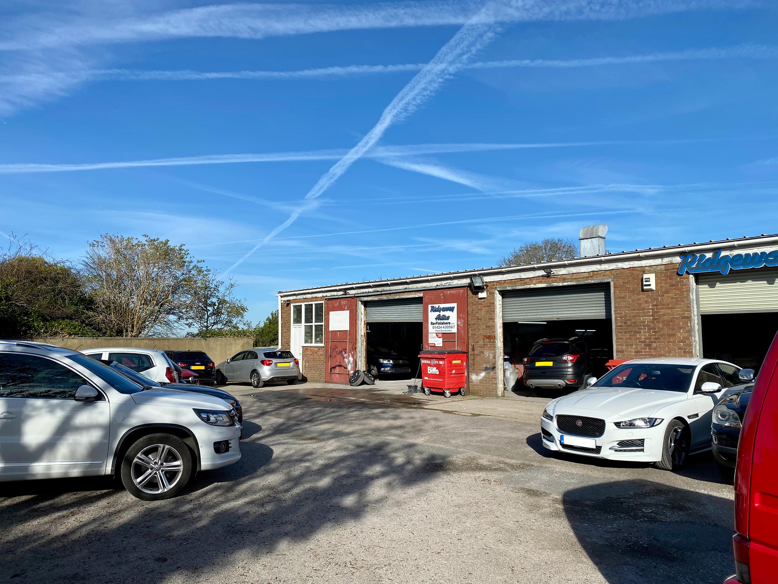 Ridgeway Auto Refinishers yard in Hastings